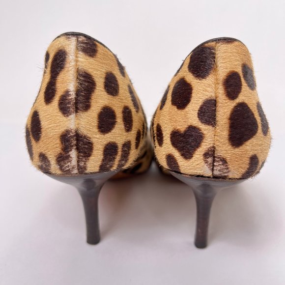 Tory Burch Elizabeth Beige Calf Hair Leopard Print Point Toe Stiletto Pumps 7.5 - Picture 4 of 15